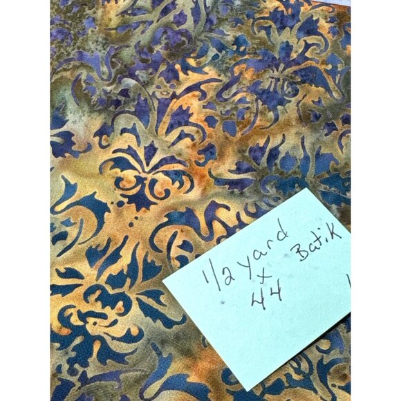 1/2 yard x 44" Multicolor Batik Fabric with Floral Pattern for Sewing & Crafts - Picture 4 of 5